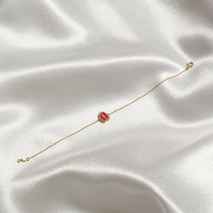 Diamond Halo Enamel Initial Bracelet