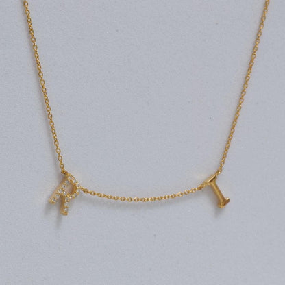 Two Initial Diamond Charm Necklace