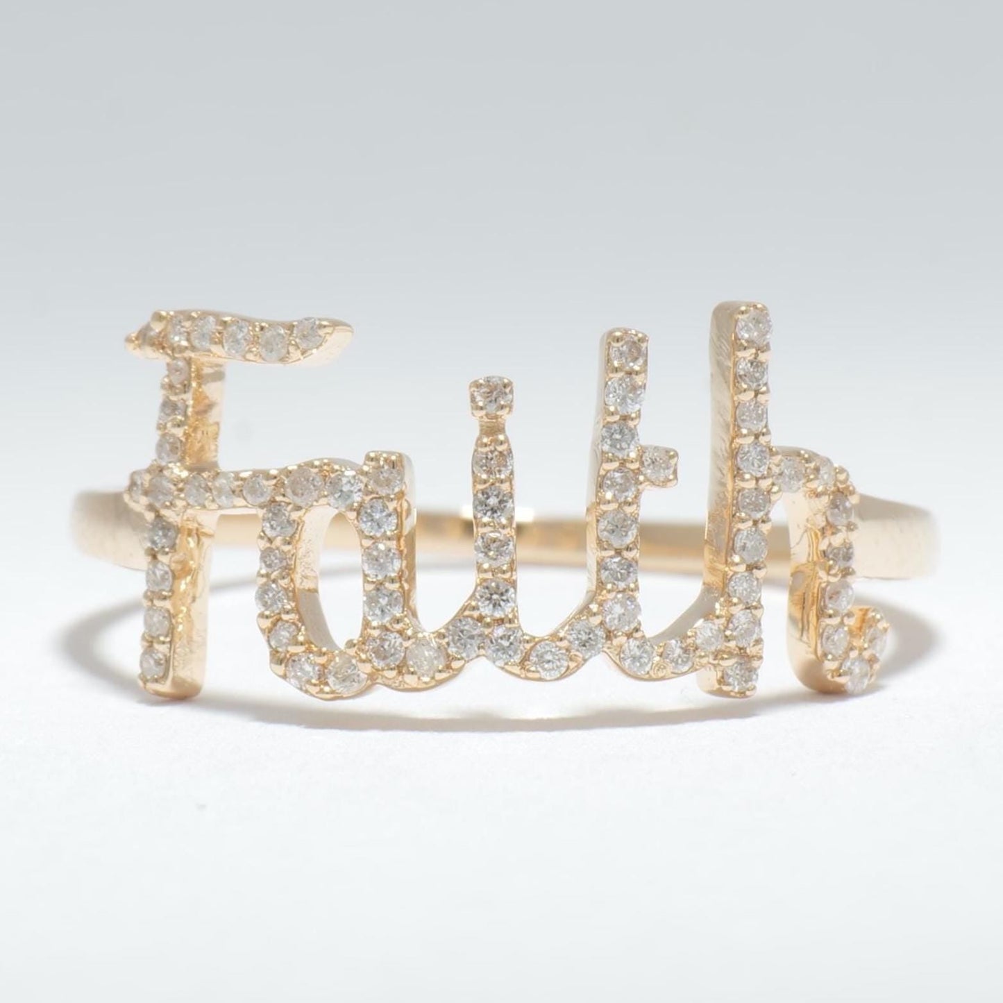 Faith Script Diamond Ring