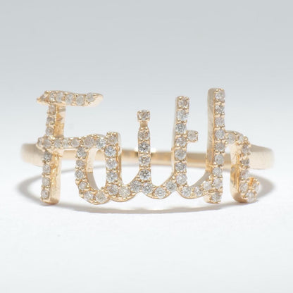 Faith Script Diamond Ring