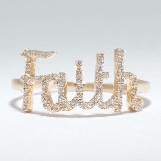 Faith Script Diamond Ring