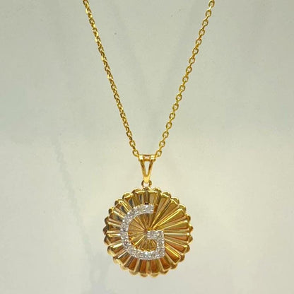 Sunburst Personalised Medallion Initial Diamond Necklace