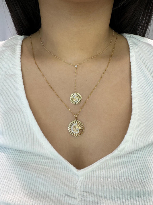 Sunburst Personalised Medallion Initial Diamond Necklace