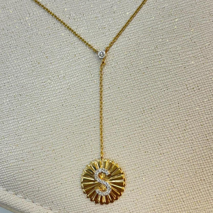 Sunburst Initial Diamond Lariat Necklace