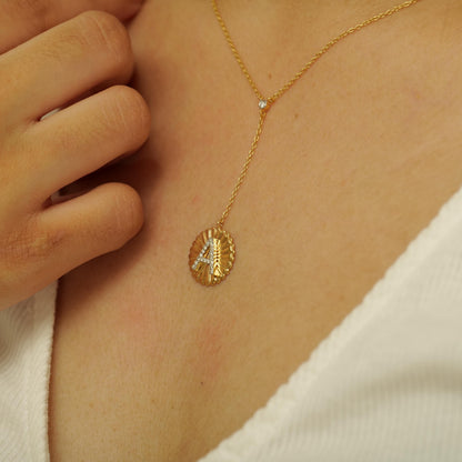Sunburst Initial Diamond Lariat Necklace