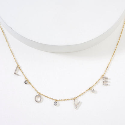 Dangle Love Letter Diamond Necklace