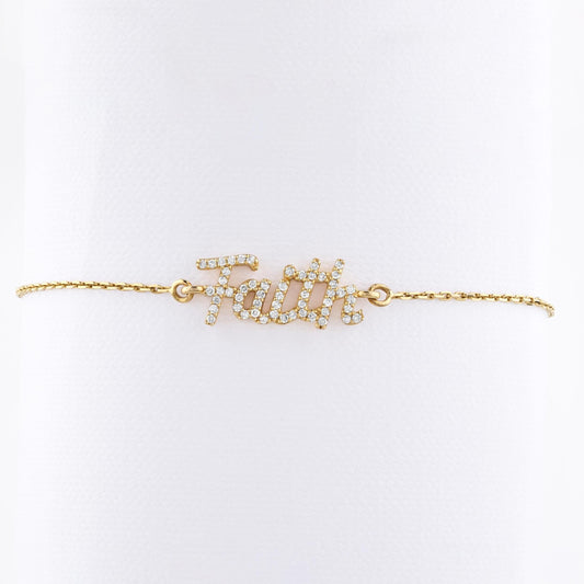 Faith Script Diamond Bracelet