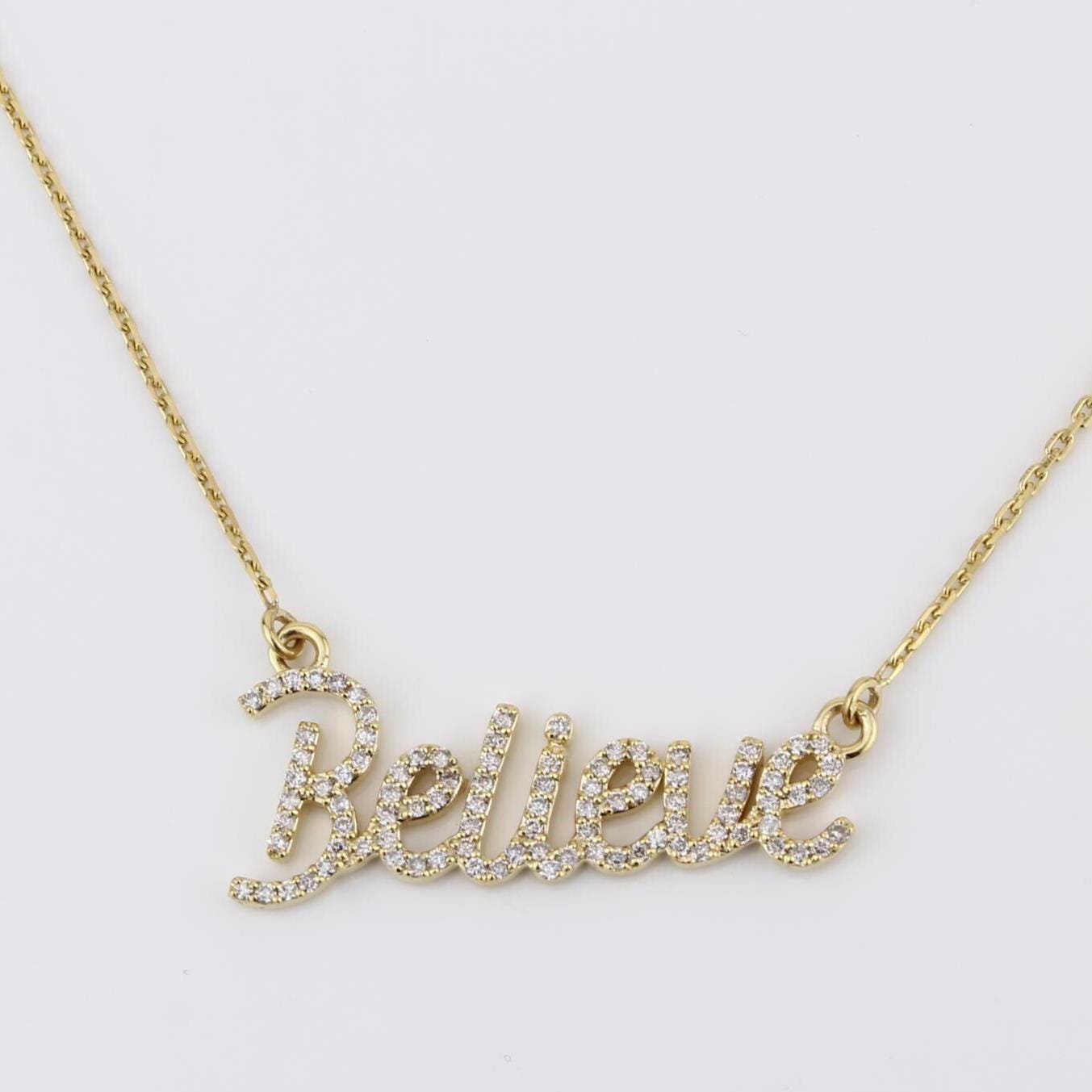 Believe Script Diamond Necklace
