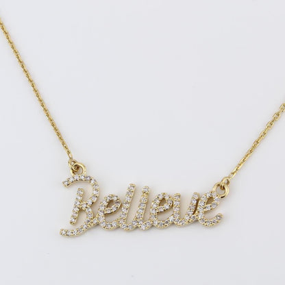 Believe Script Diamond Necklace