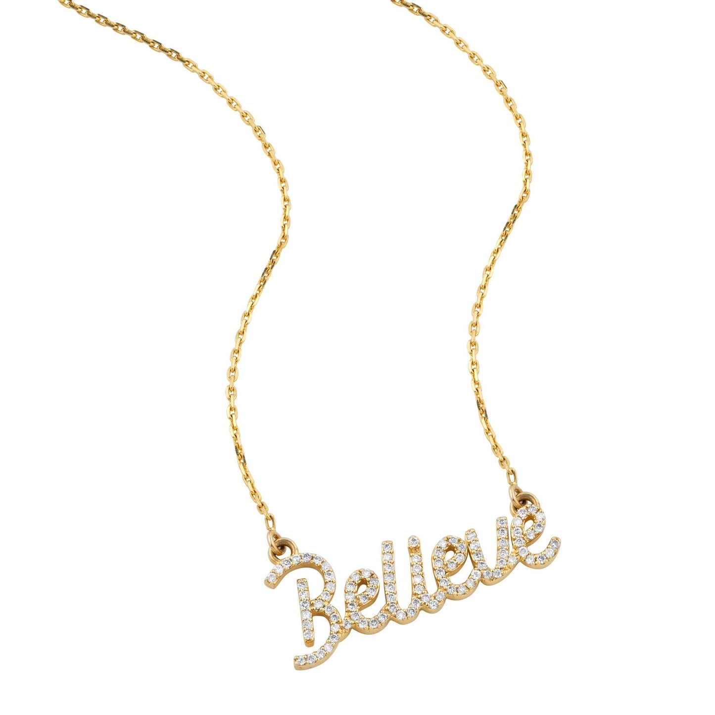 Believe Script Diamond Necklace