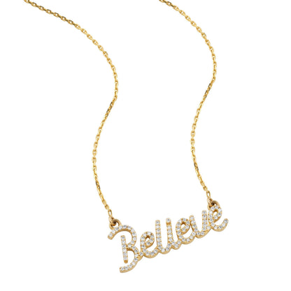 Believe Script Diamond Necklace