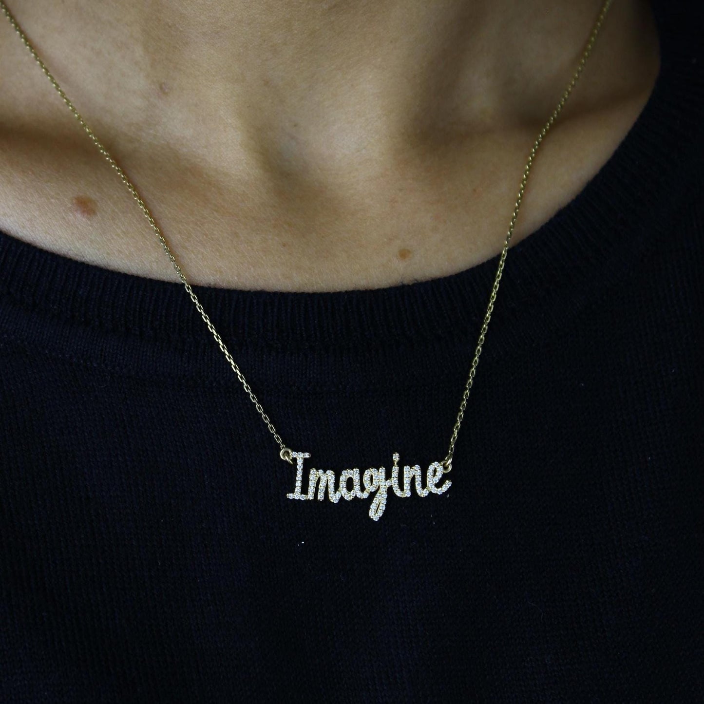 Imagine Script Diamond Necklace