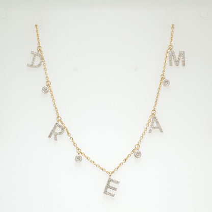 Dangle Dream Letter Diamond Necklace
