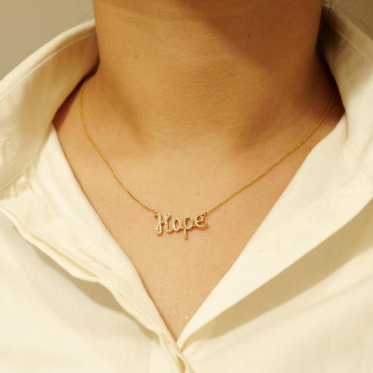 Hope Script Diamond Necklace
