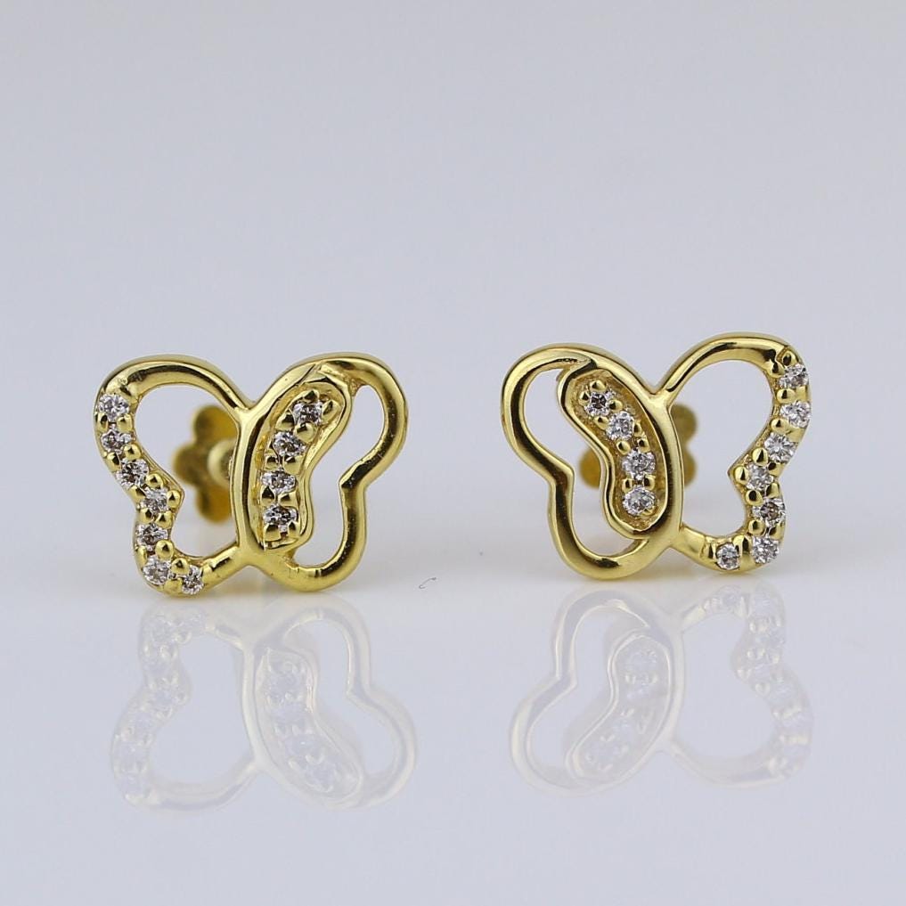 Kids Petite Butterfly Diamond Studs