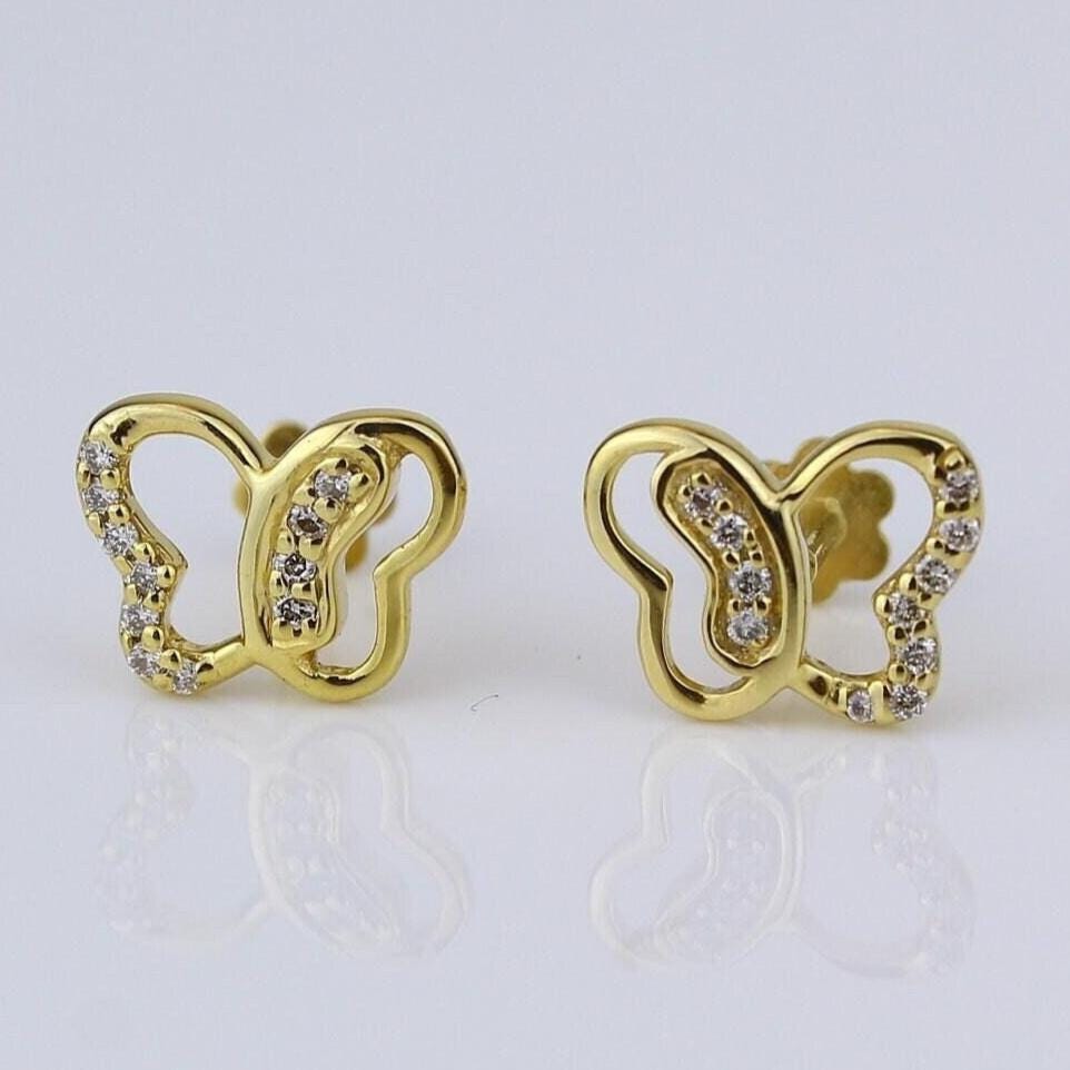 Kids Petite Butterfly Diamond Studs