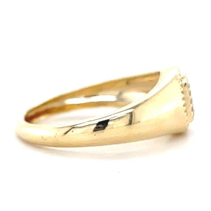 Textured Oval Initial Diamond Signet Ring