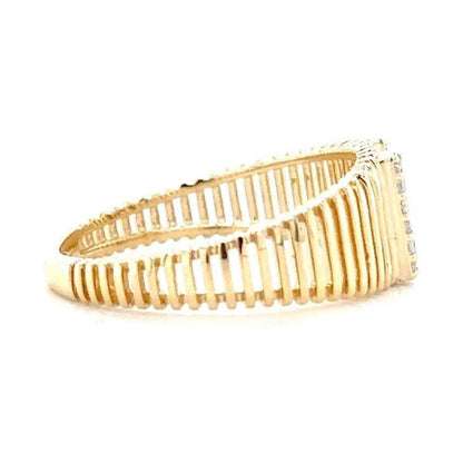 Ribbed Band Initial Diamond Ring
