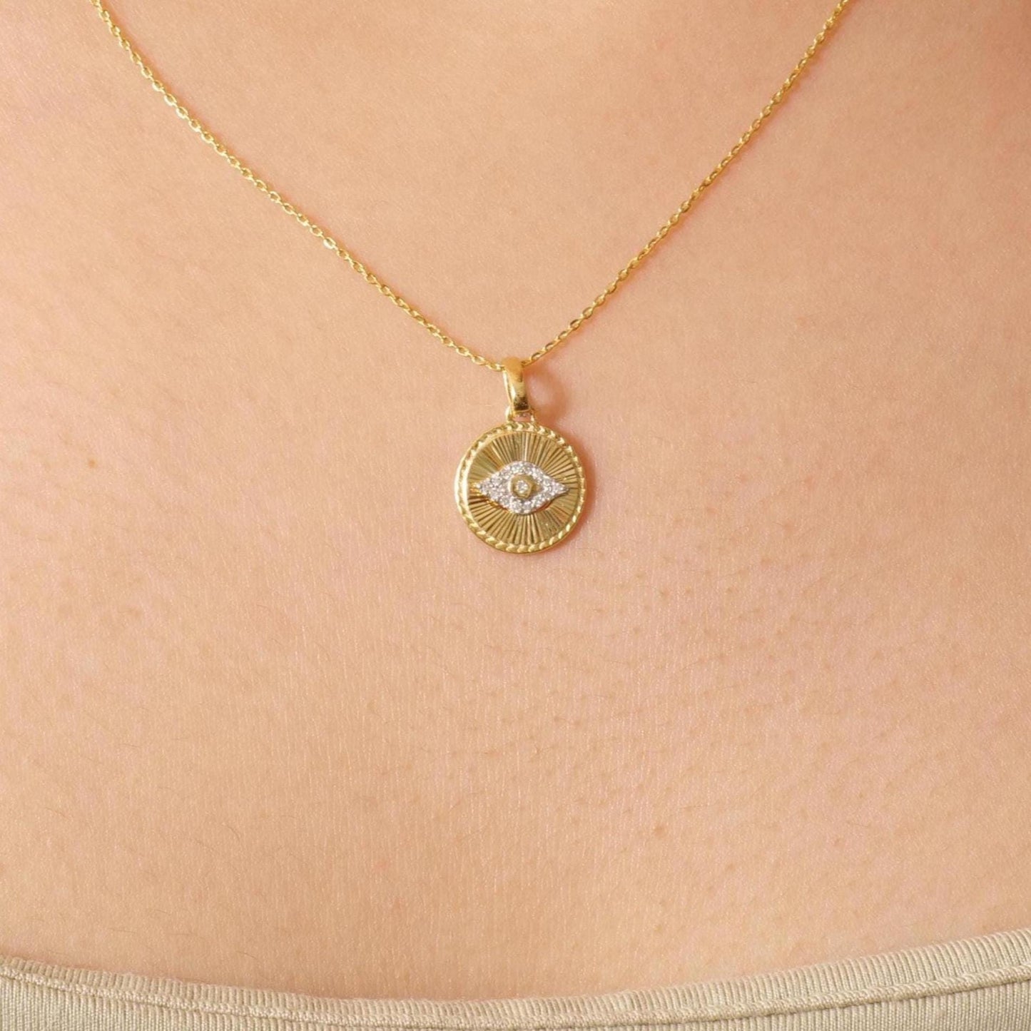 Evil Eye Medallion Diamond Necklace