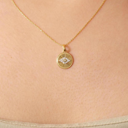 Evil Eye Medallion Diamond Necklace
