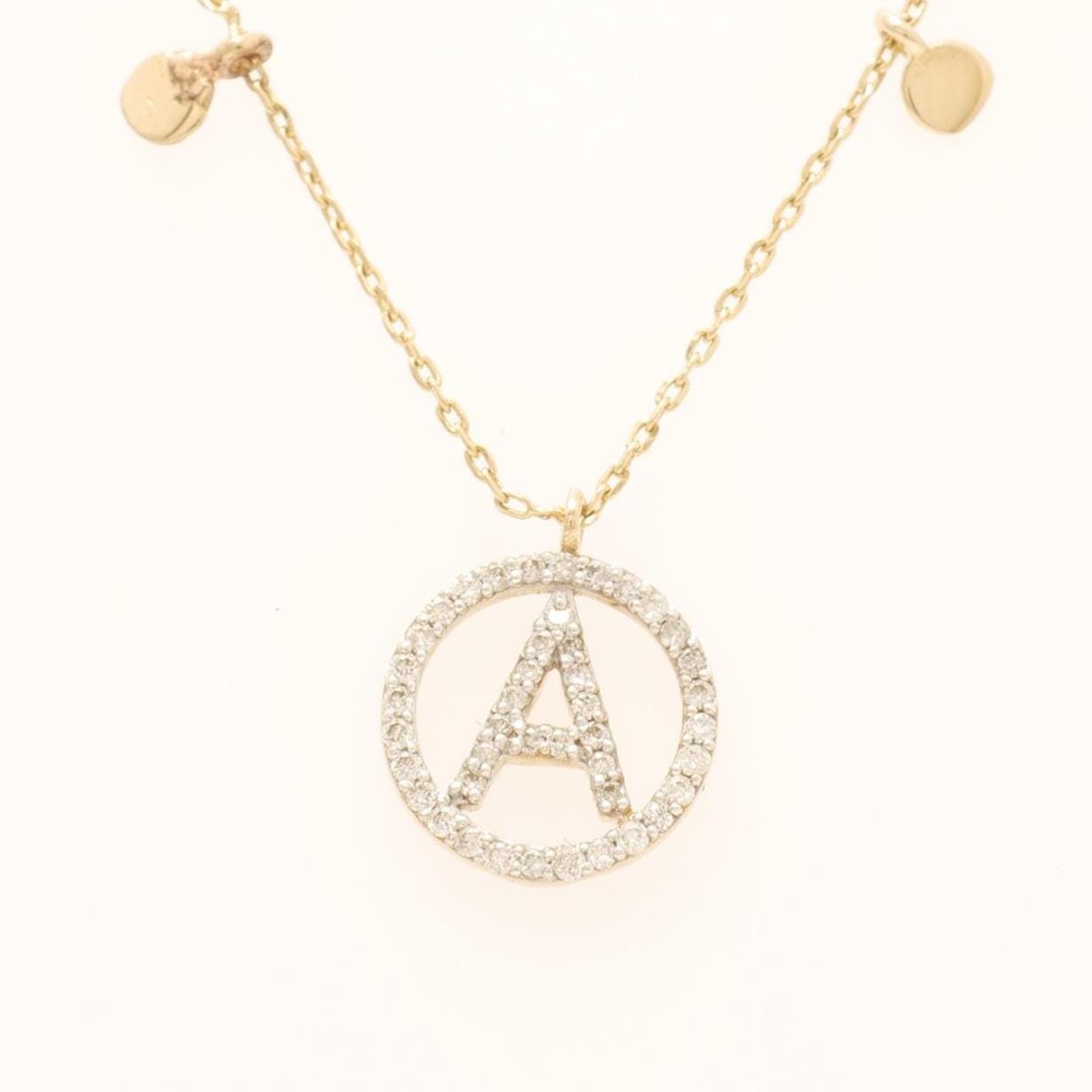 Diamond Initial Disc Necklace in 14K Gold