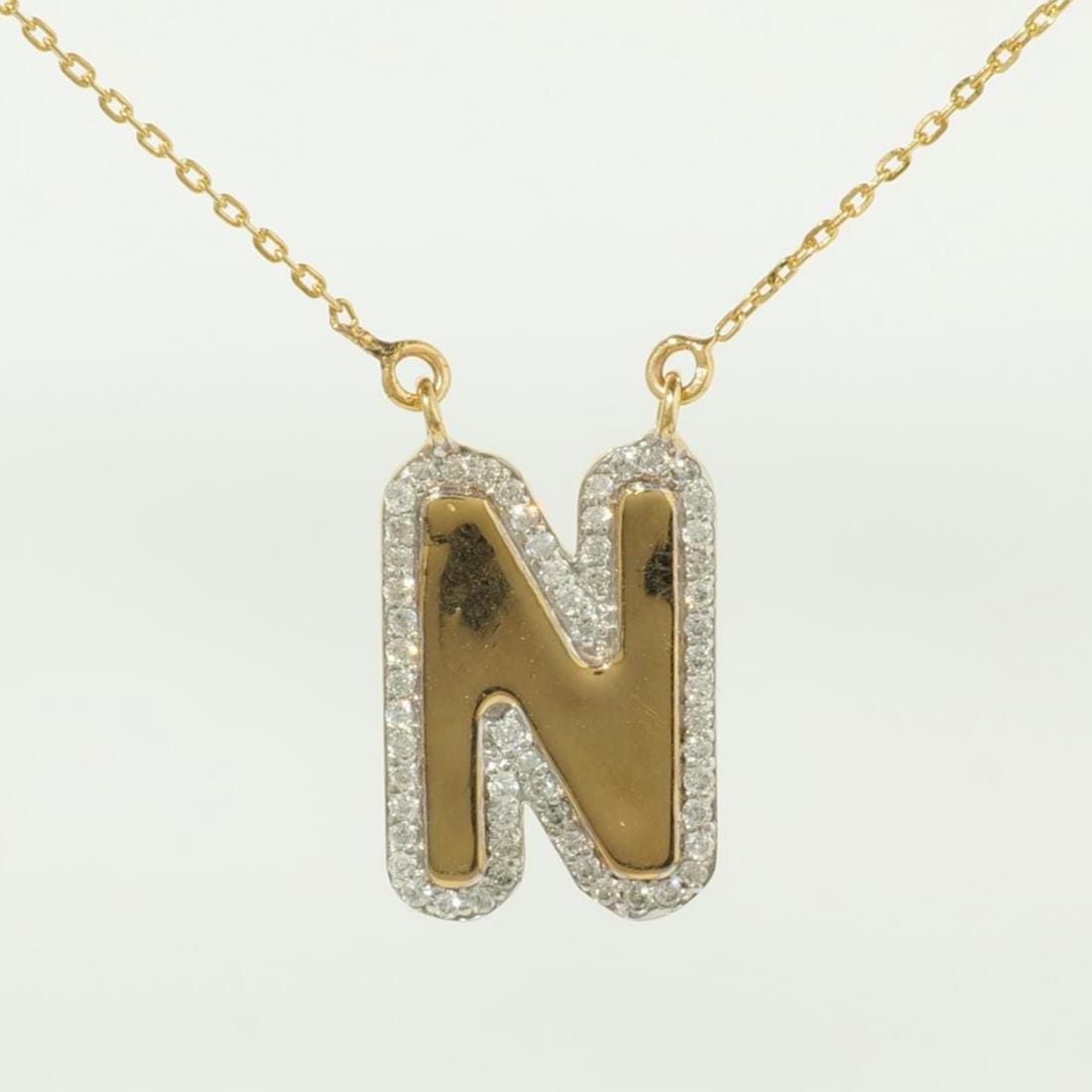Personalized Initial Halo Diamond Necklace