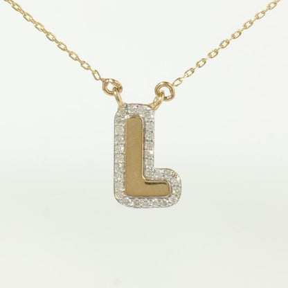 Personalized Initial Halo Diamond Necklace