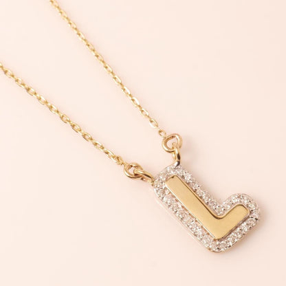 Personalized Initial Halo Diamond Necklace