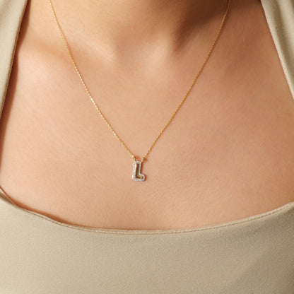 Personalized Initial Halo Diamond Necklace