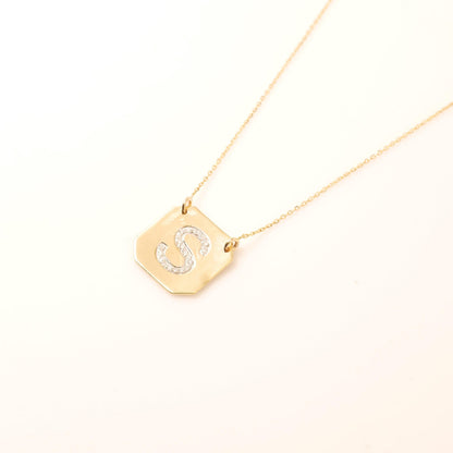 Personalized Geometric Initial Diamond Necklace