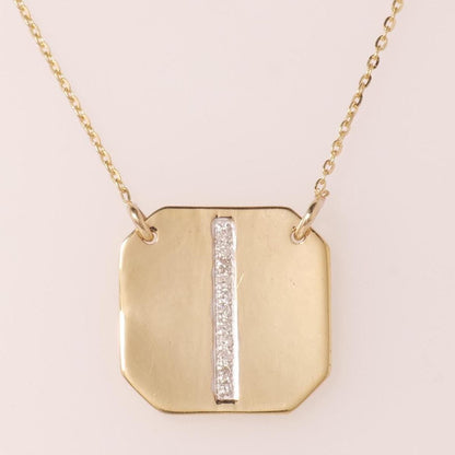 Personalized Geometric Initial Diamond Necklace