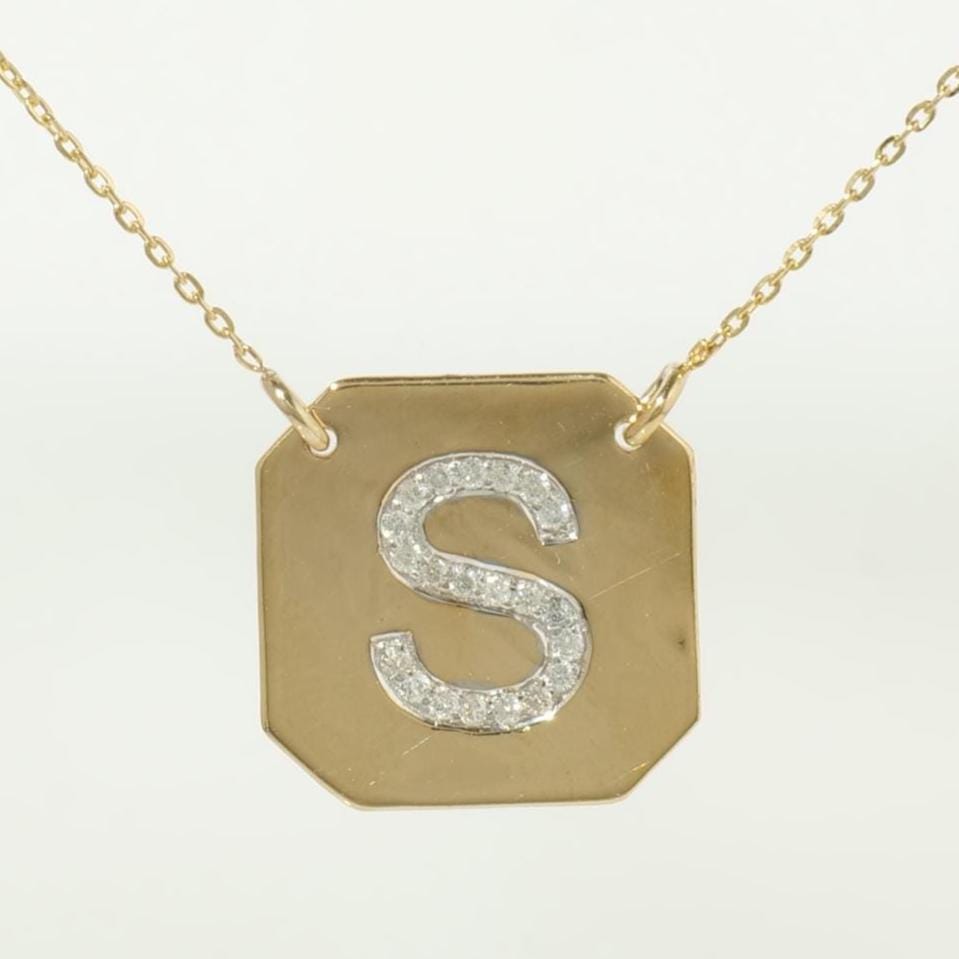 Personalized Geometric Initial Diamond Necklace