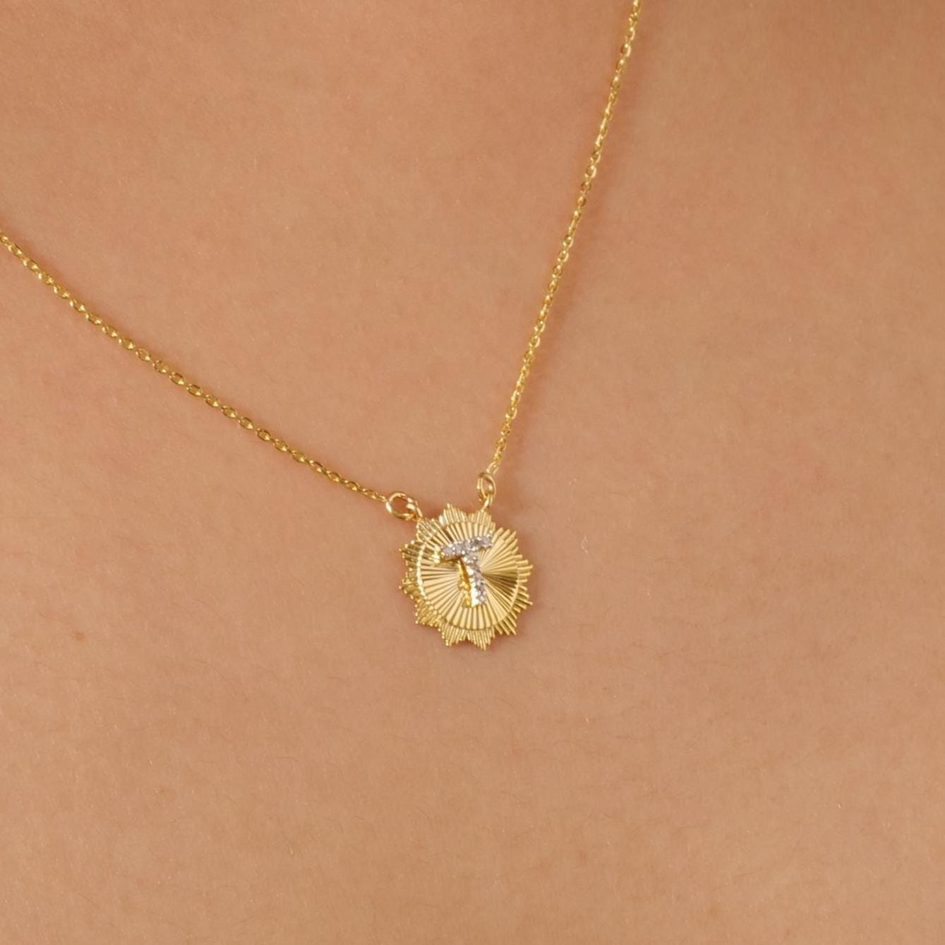 Personalized Medallion Initial Diamond Necklace