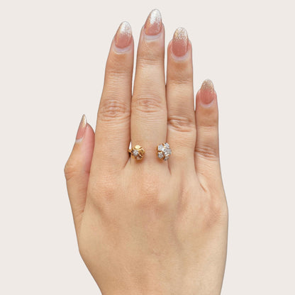 Flower diamond open ring