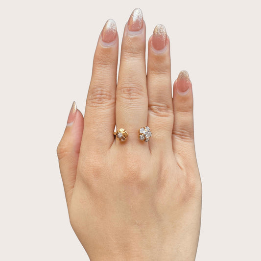 Flower diamond open ring