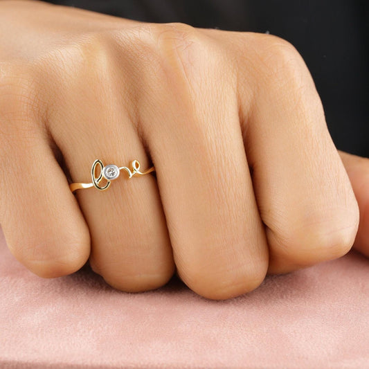 Diamond Love Script Ring