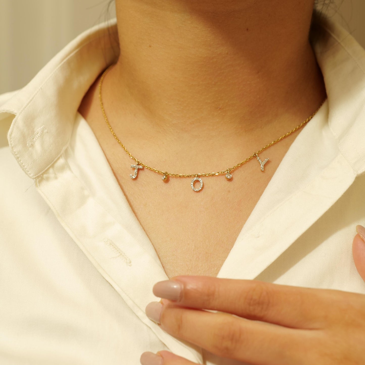 Dangle Joy Letter Diamond Necklace
