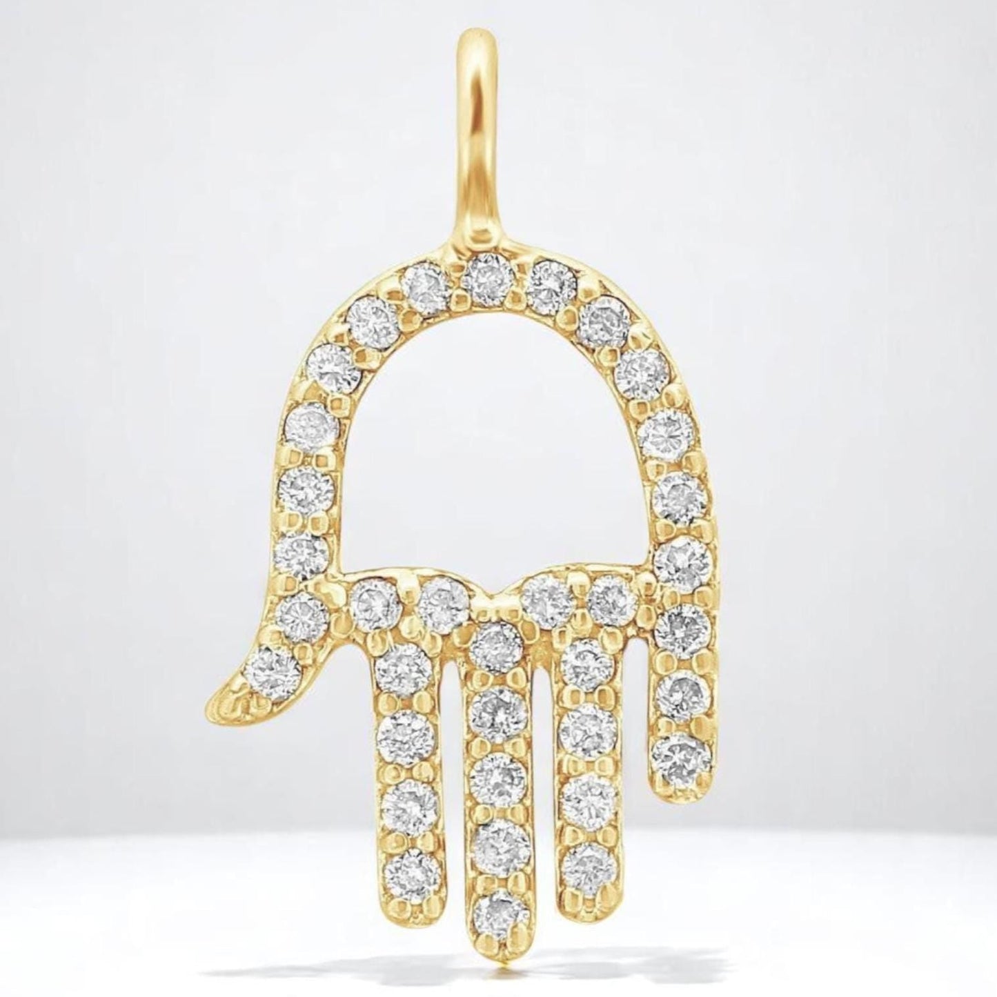 Hamsa Hand Natural Diamond Charm Pendant