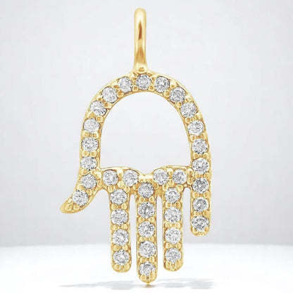 Hamsa Hand Natural Diamond Charm Pendant