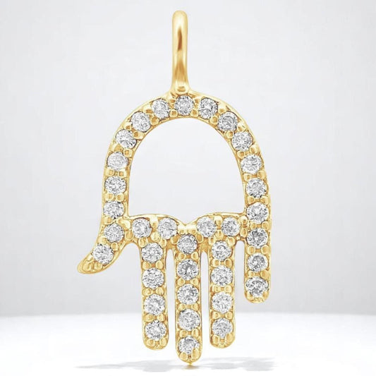 Hamsa Hand Natural Diamond Charm Pendant