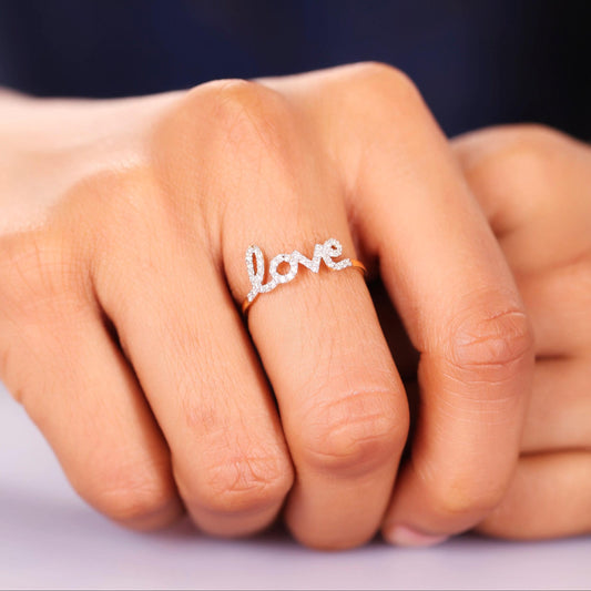 Handwritten Love Diamond Ring