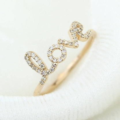 Handwritten Love Diamond Ring