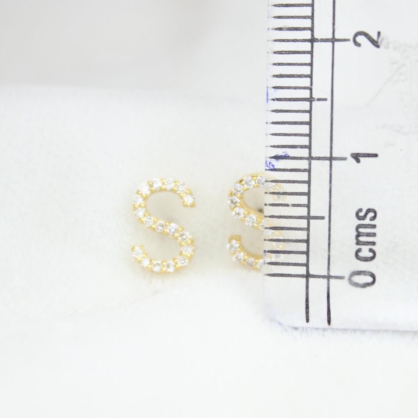 S Initial Diamond Stud Earrings