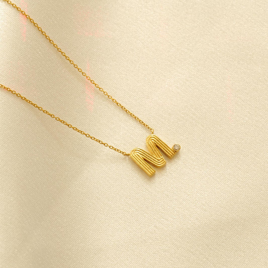 Ribbed Initial Diamond Necklace