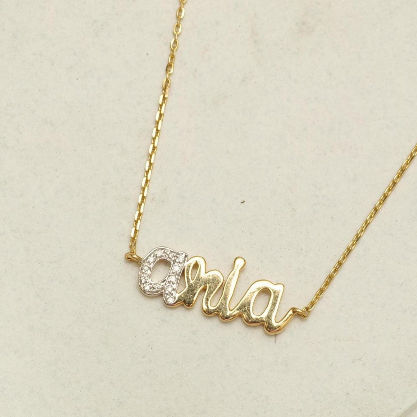 Initial Script Name Diamond Necklace