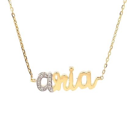 Initial Script Name Diamond Necklace