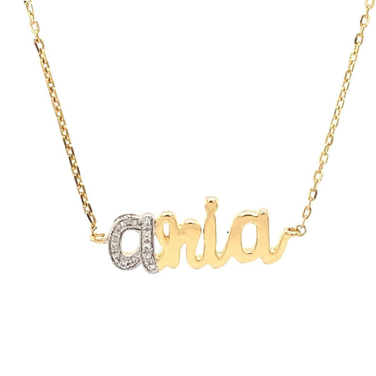 Initial Script Name Diamond Necklace