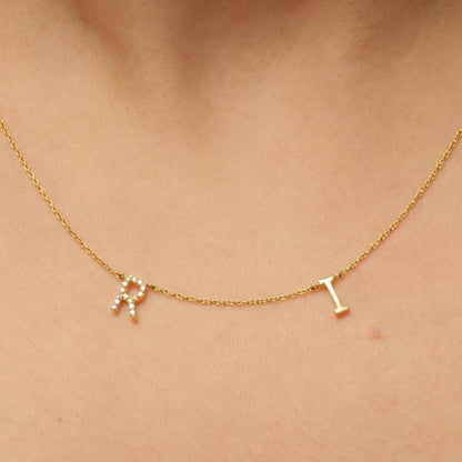 Two Initial Diamond Charm Necklace