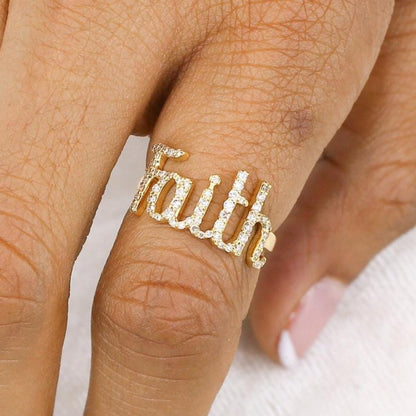 Faith Script Diamond Ring