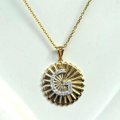 Sunburst Personalised Medallion Initial Diamond Necklace